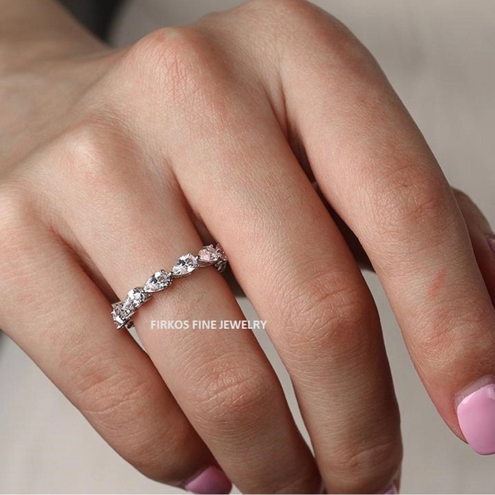 CZ Diamond Wedding Band, 14k Gold